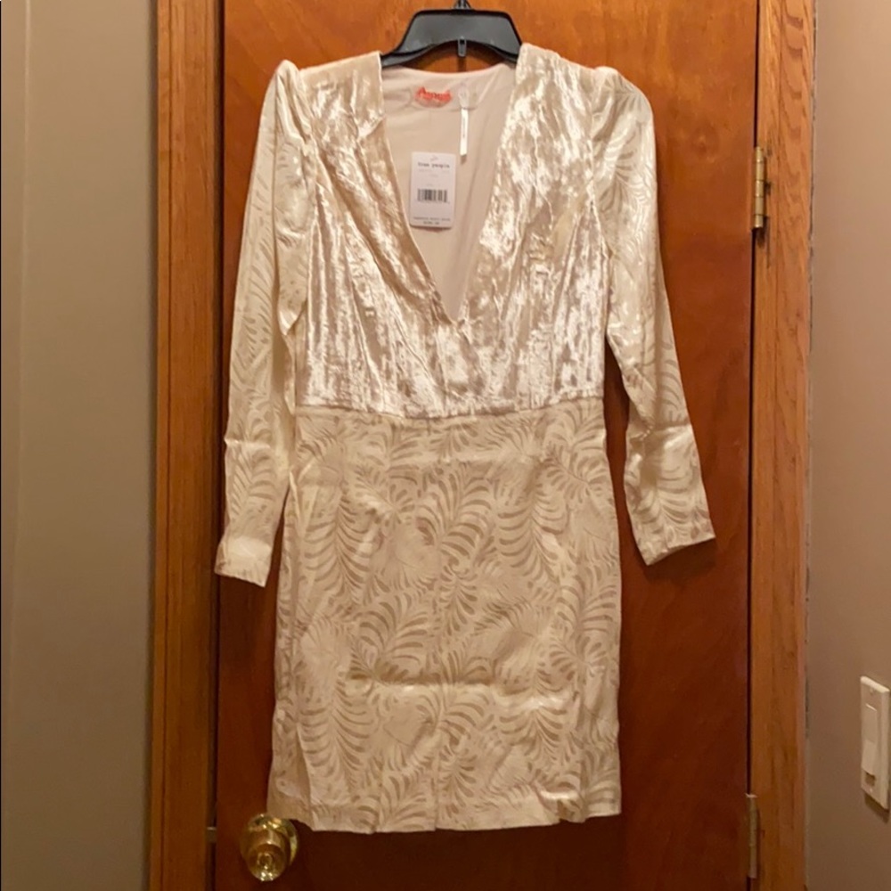 NWT Free People Ivory Long Sleeve Mini Dress Sz 8